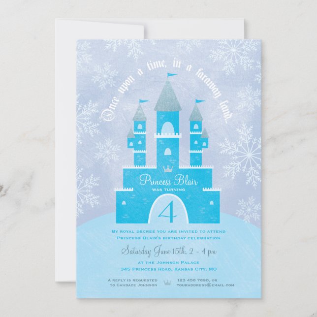 Inbjudan till Winter Wonderland Princess Party (Framsida)