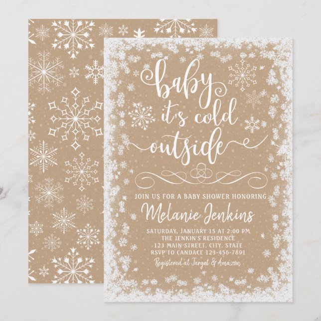 Inbjudan till Winter Wonderland Snowflake Baby Sho (Fram/baksida)