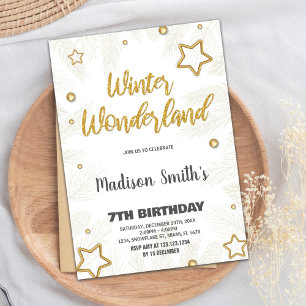 Inbjudan till Winter Wonderland Star Guld Glitter