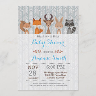 Inbjudan till Winter Woodland Animal Boy Baby Show