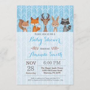 Inbjudan till Winter Woodland Animal Boy Baby Show