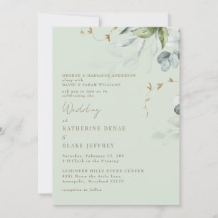 Inbjudan till Wispy Foliage Light Sage Wedding II
