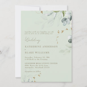 Inbjudan till Wispy Foliage Light Sage Wedding III