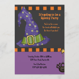 Inbjudan till Witch Hat Halloween fest