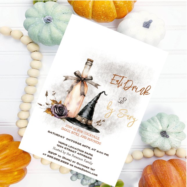 Inbjudan till Witch Hat Vin Flower Halloween fest (Skapare uppladdad)