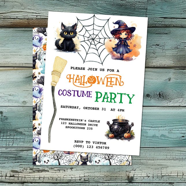 Inbjudan till Witch och Black Cat Halloween fest (Skapare uppladdad)