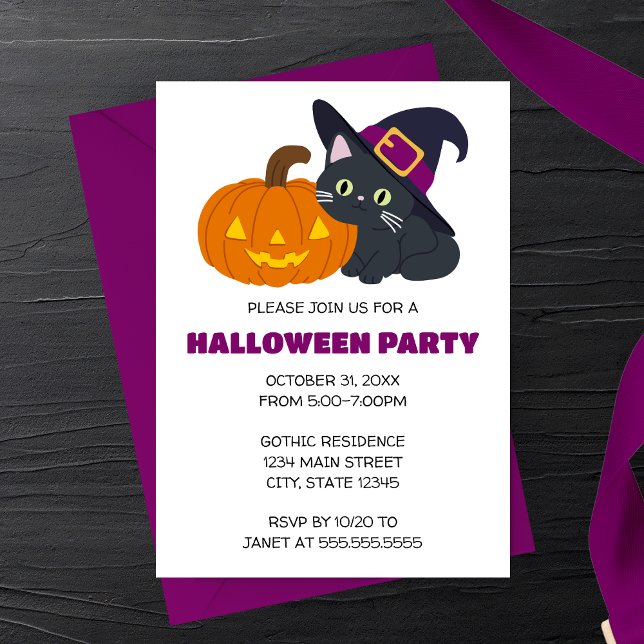 Inbjudan till Witchy Cat Halloween fest (Skapare uppladdad)