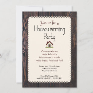 Inbjudan till Wood Rustic Houseworc Party