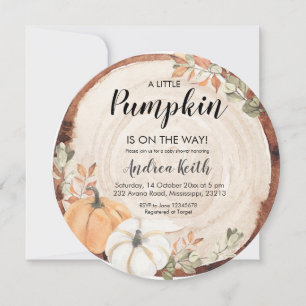 Inbjudan till Wood Rustic Pumpkin Baby Shower
