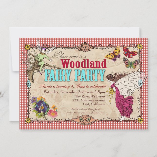 Inbjudan till Woodland Fairy Party (Framsida)