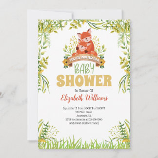 Inbjudan till Woodland Fox Baby Shower