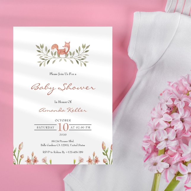 Inbjudan till Woodland Fox Baby Shower (Skapare uppladdad)