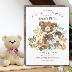 Inbjudan till Woodland Friends Baby Shower