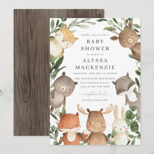 Inbjudan till Woodland Friends Baby Shower