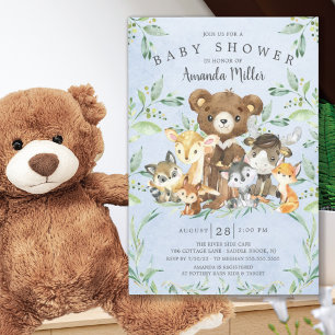 Inbjudan till Woodland Friends Boys Baby Shower