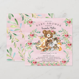 Inbjudan till Woodland Friends Girls Baby Shower