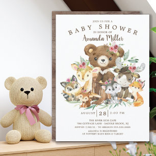 Inbjudan till Woodland Friends Girls Baby Shower