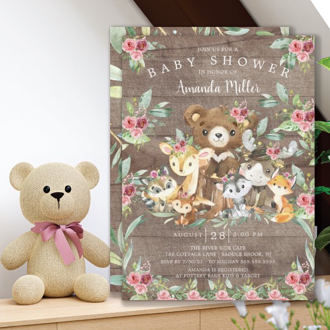 Inbjudan till Woodland Friends Girls Baby Shower (Skapare uppladdad)