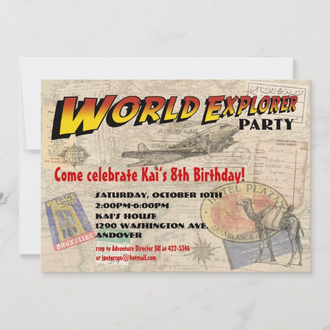 Inbjudan till World Explorer Party (Framsida)