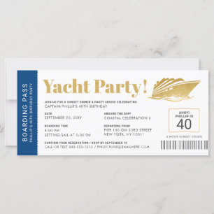 Inbjudan till Yacht Boat Cruise Birthday Biljett
