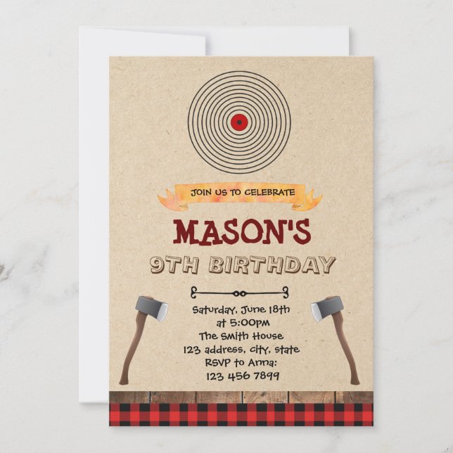 Inbjudan till yxkastningsfest (Framsida)