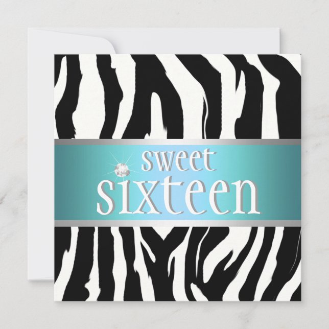 Inbjudan till Zebra-Sweet sixteen (Framsida)