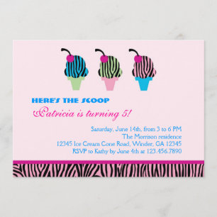 Inbjudan till Zebra tryck Ice Cream Party