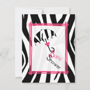 Inbjudan till zebra tryck Paraplla Baby Shower