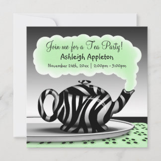 Inbjudan till Zebra tryck Tekanna Tea Party