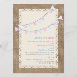 Inbjudan till Zigzag Bunting Gender Reveal Party