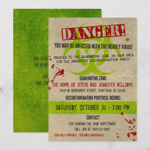 Inbjudan till Zombie Biohazard Grunge Halloween fe