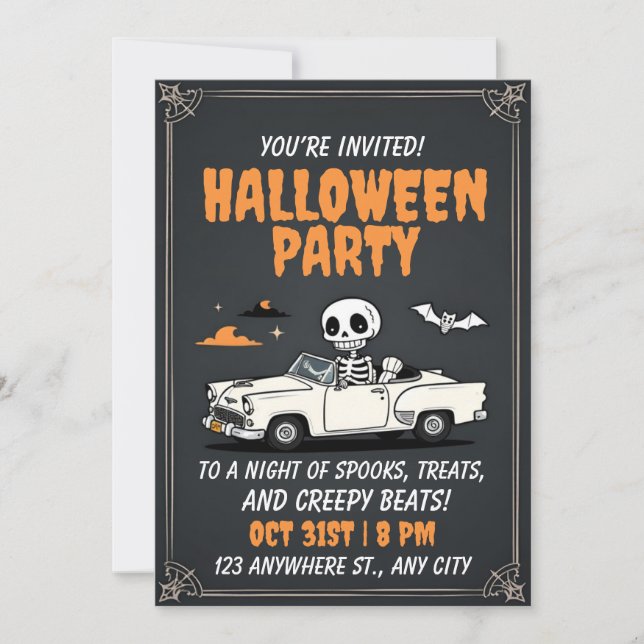 Inbjudan till Zombie Car Halloween fest (Framsida)
