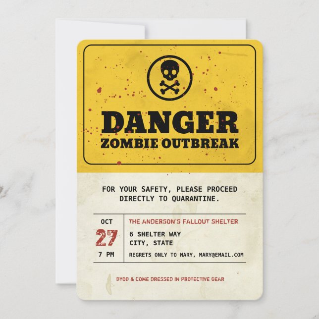 Inbjudan till Zombie Outbroke Halloween fest (Framsida)
