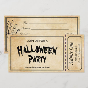 Inbjudan till Zombie Skull Halloween fest Biljett