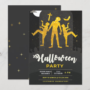 Inbjudan till Zombie Spooky Guld Halloween fest