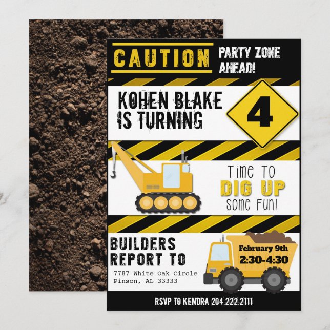 Inbjudan till Zon byggnation i Party Lastbil (Fram/baksida)