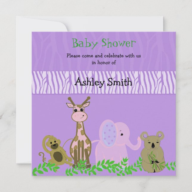Inbjudan till Zoo Animal Baby Shower (Framsida)