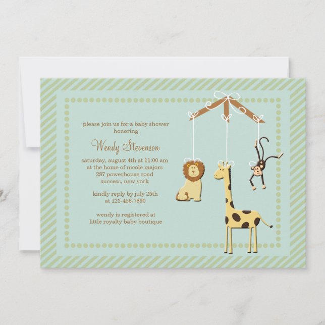 Inbjudan till Zoo Mobile Baby Shower (Framsida)