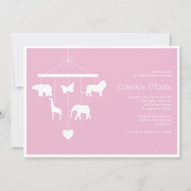 Inbjudan till Zoo Mobile Baby Shower (Framsida)