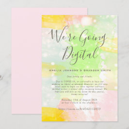 Inbjudan till zoombröllop med vattenfärg