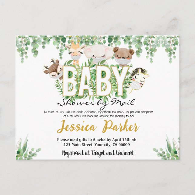 Inbjudan via post till baby shower (Framsida)