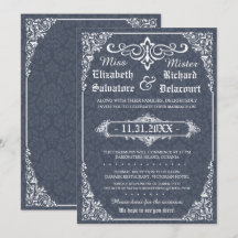 Inbjudan vid tjockt gotiic Victorian Damask Weddin