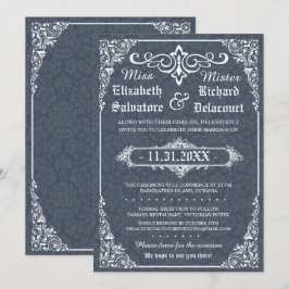 Inbjudan vid tjockt gotiic Victorian Damask Weddin