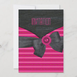 Inbjudan Vild Rosa Svart Vit retro