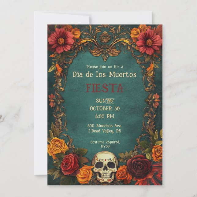 💀 inbjudan 🎉 Vintage Día de Muertos-partiet (Framsida)