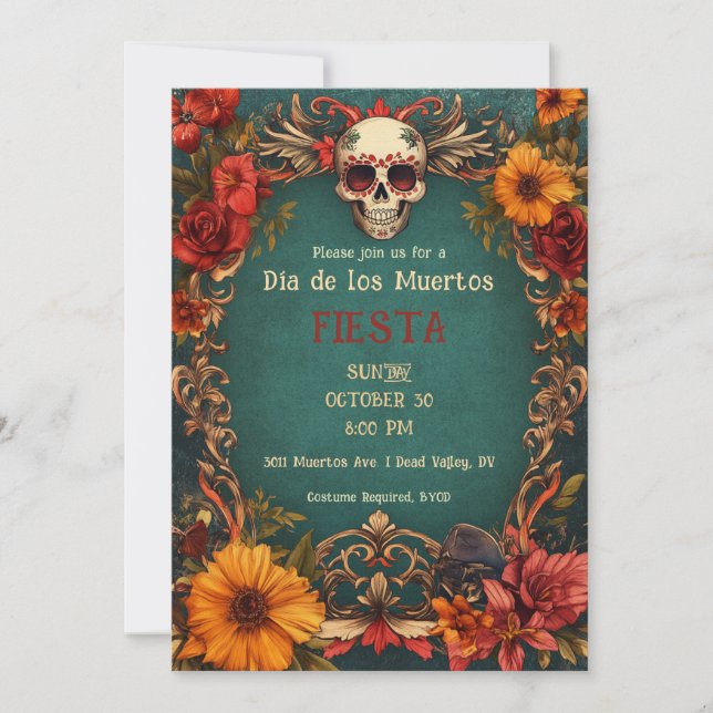 💀 inbjudan 🎉 Vintage Día de Muertos-partiet (Framsida)