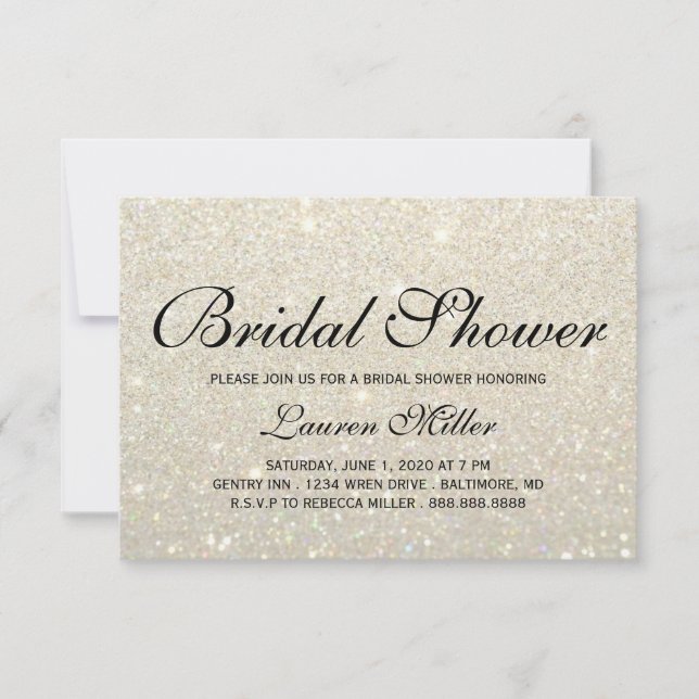 Inbjudan - Vit Guld-upplyst Fab Shower (Framsida)