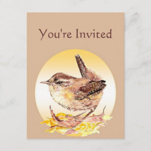 Inbjudan Watercolor House Wren Bird Födelsedagsfes