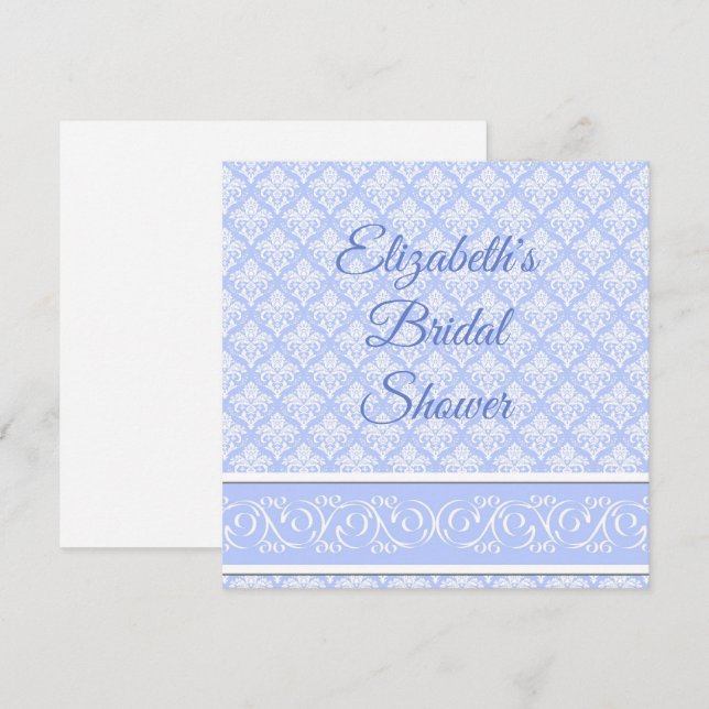 Inbjudan - Wedgewood Blått Damastmönster (Fram/baksida)