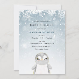 Inbjudan Winter Penguin med Mask Baby Shower